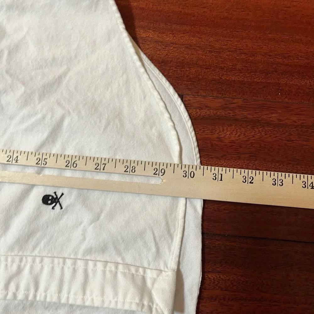 Ralph Lauren Shirt Mens Large Skull Crossbones Slim Workwear Short Slv AOP READ*
